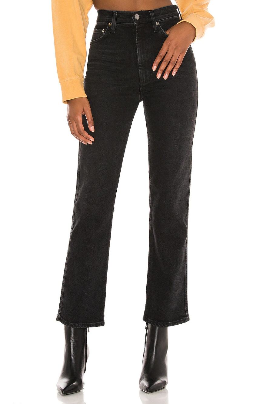 AGOLDE Pinch Waist High Rise Kick Flare Jeans Panoramic Black Women's Size 26